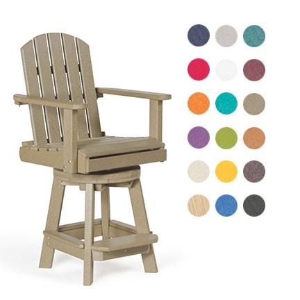 Colonial Road Woodworks Outdoor/Patio Poly Outdoor Swivel Pub Chair